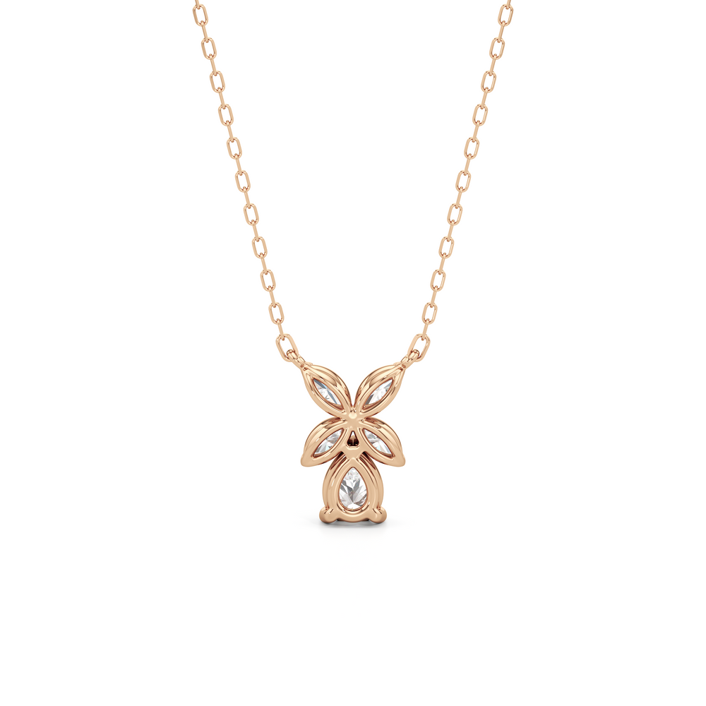 Tulip Drop Necklace with 14KT Rose Gold / Lab / 1 Cut Diamond in 14KT Rose Gold / Lab / 1 view 5
