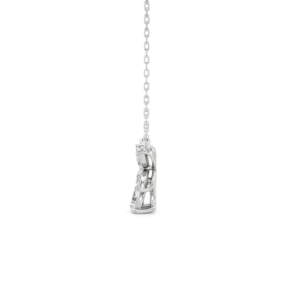 Tulip Drop Necklace with 14KT White Gold / Lab / 1 Cut Diamond in 14KT White Gold / Lab / 1 view 4
