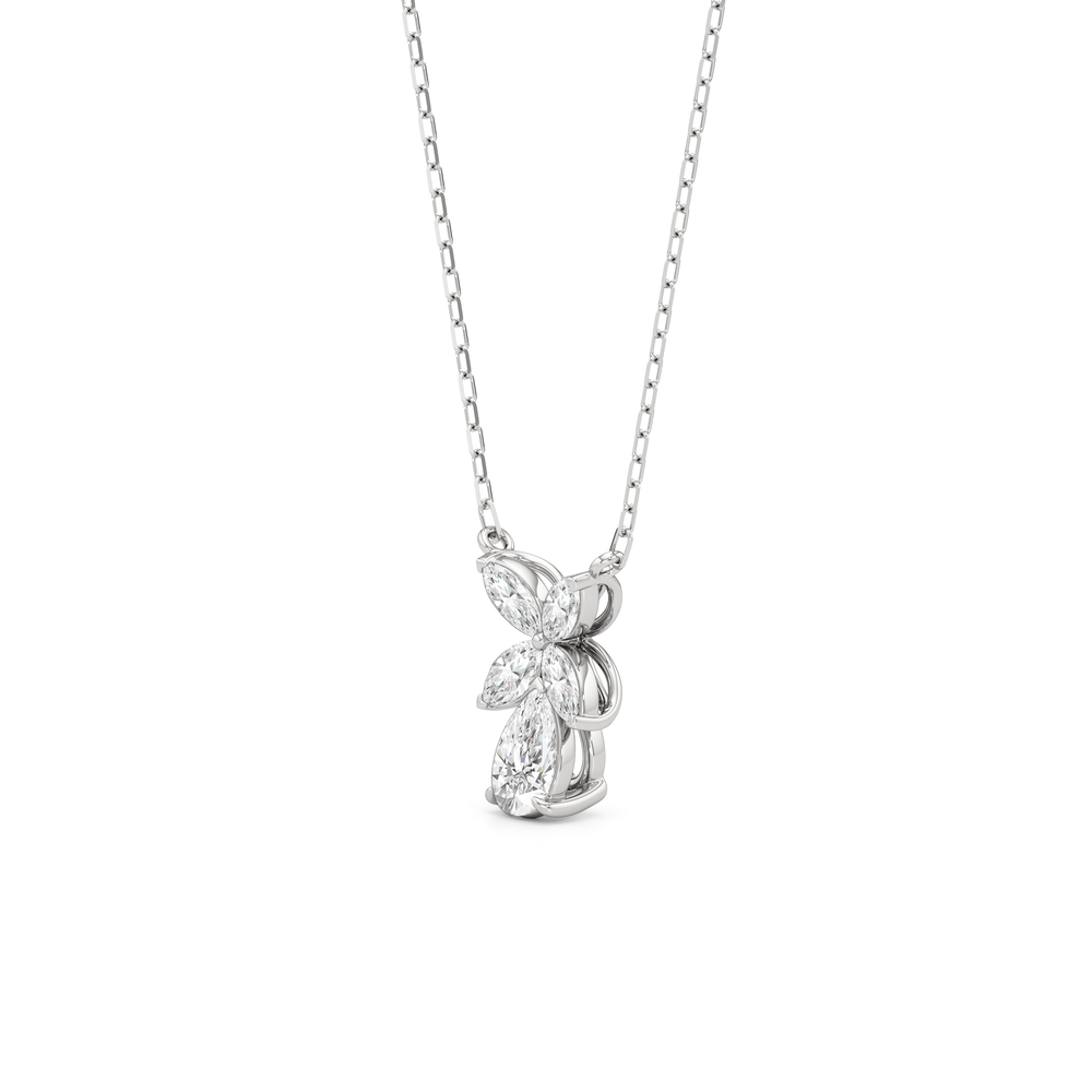 Tulip Drop Necklace with 14KT White Gold / Lab / 1 Cut Diamond in 14KT White Gold / Lab / 1 view 2
