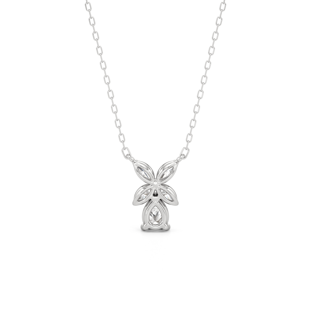 Tulip Drop Necklace with 14KT White Gold / Lab / 1 Cut Diamond in 14KT White Gold / Lab / 1 view 5
