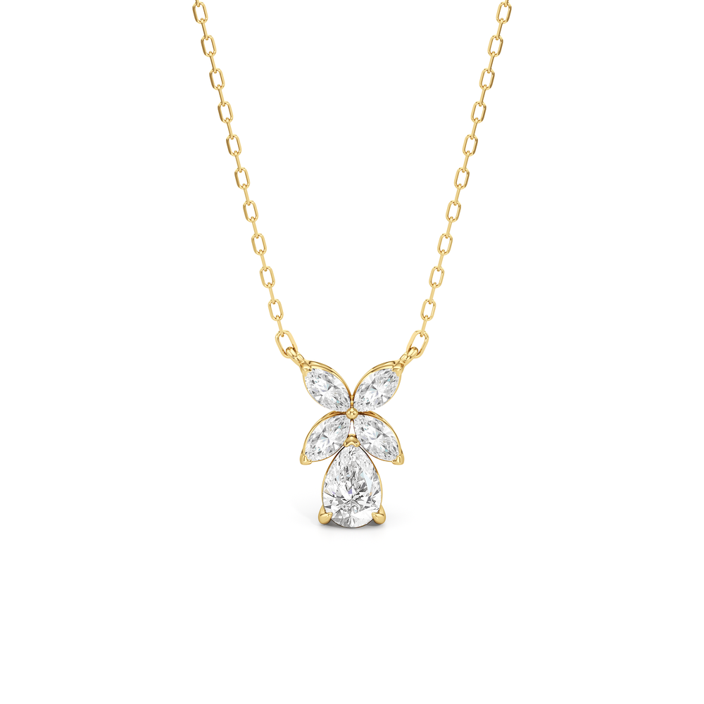 Tulip Drop Necklace with 14KT Yellow Gold / Lab / 1 Cut Diamond in 14KT Yellow Gold / Lab / 1 view 1
