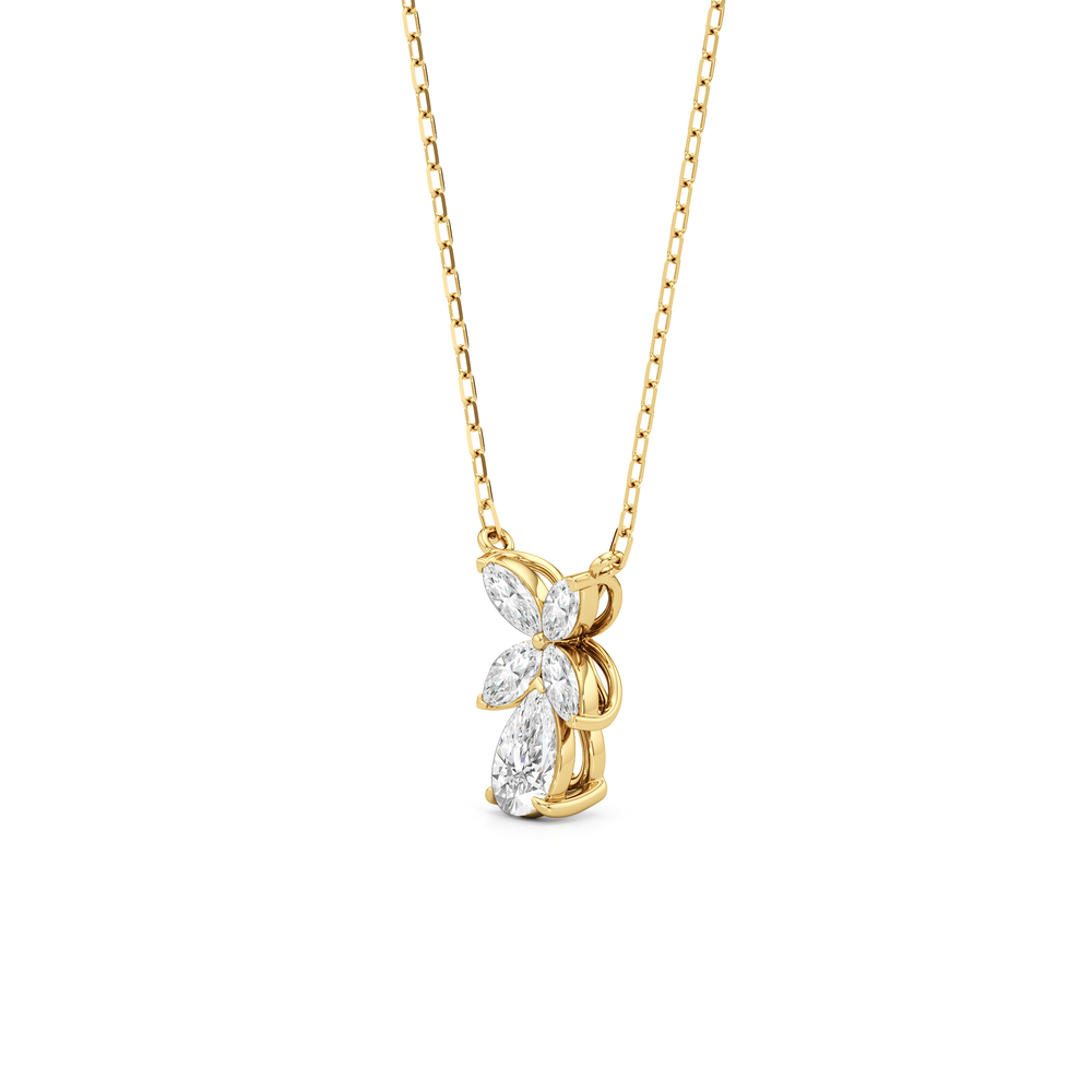 Tulip Drop Necklace with 14KT Yellow Gold / Lab / 1 Cut Diamond in 14KT Yellow Gold / Lab / 1 view 2
