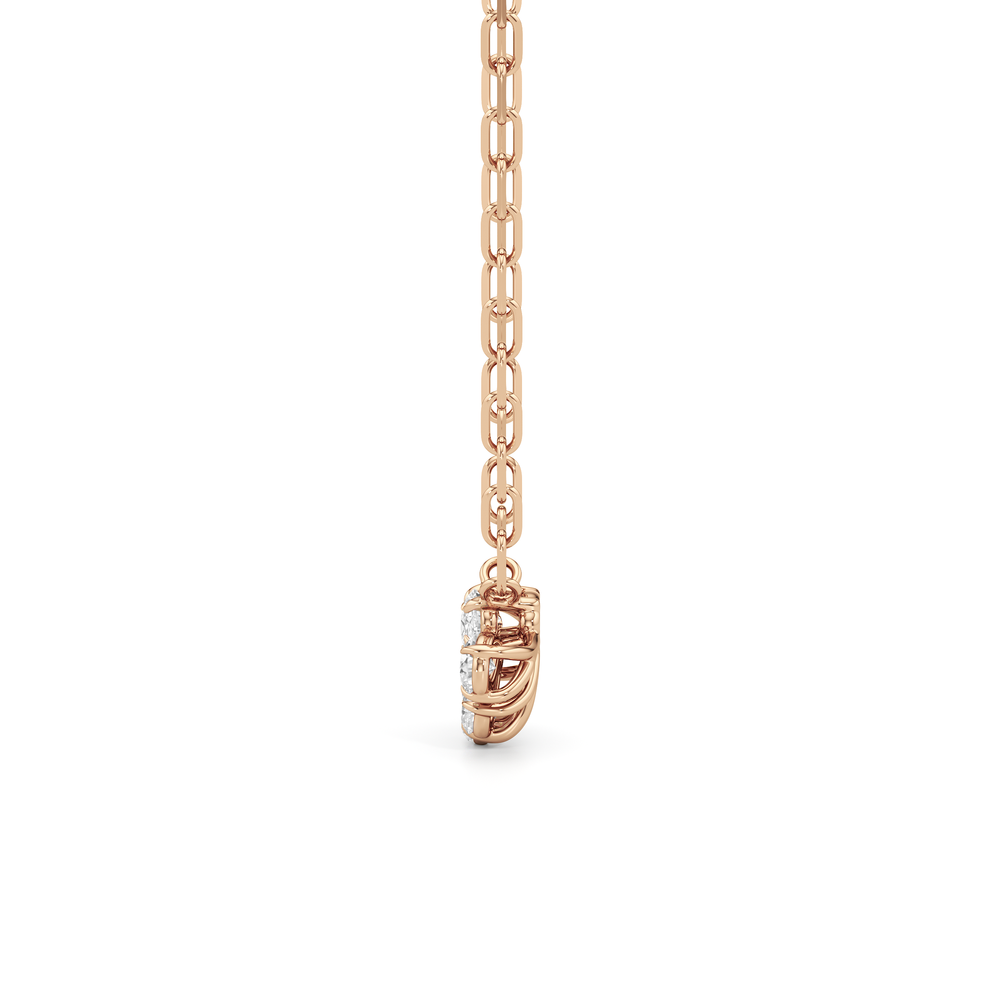 Daisy Petals Necklace with 14KT Rose Gold / Lab / 1 Cut Diamond in 14KT Rose Gold / Lab / 1 view 4

