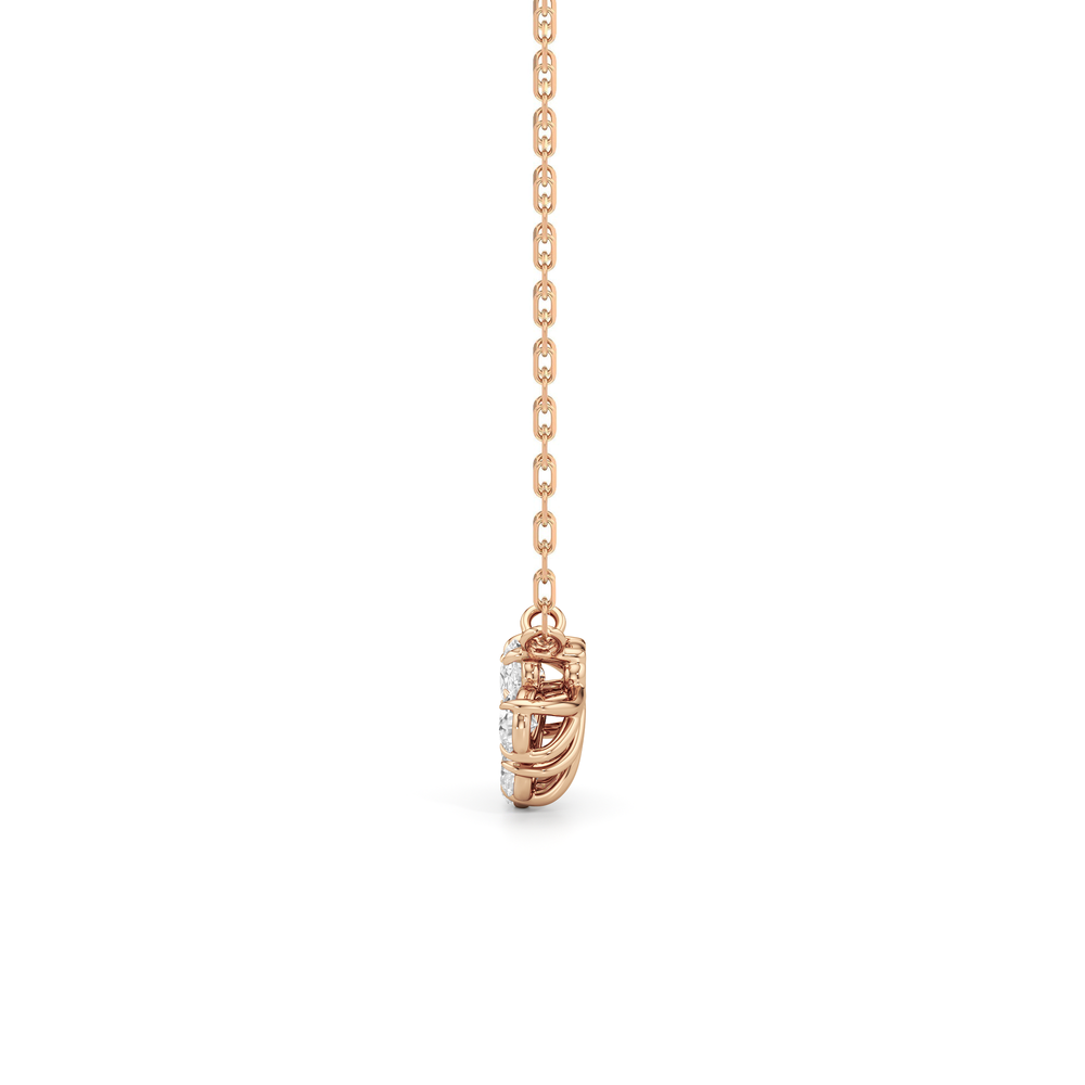 Daisy Petals Necklace with 14KT Rose Gold / Lab / 1 Cut Diamond in 14KT Rose Gold / Lab / 1 view 4
