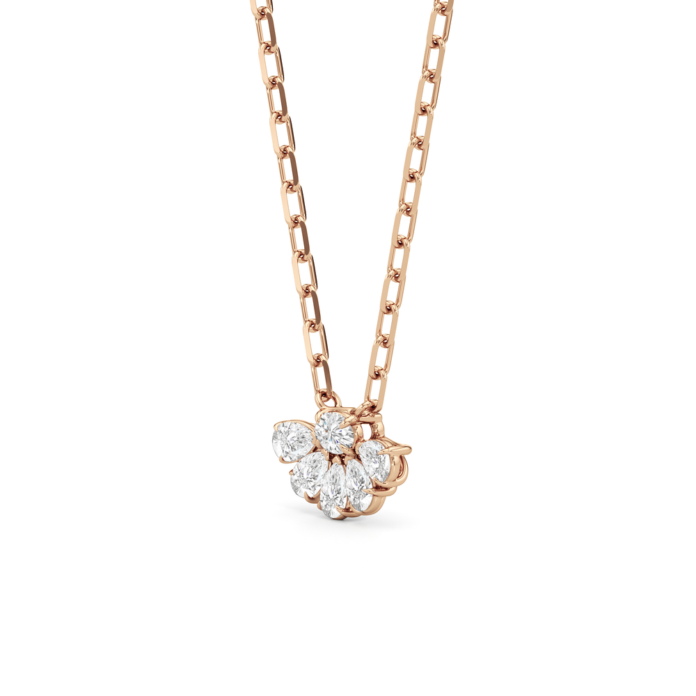 Daisy Petals Necklace with 14KT Rose Gold / Lab / 1 Cut Diamond in 14KT Rose Gold / Lab / 1 view 2
