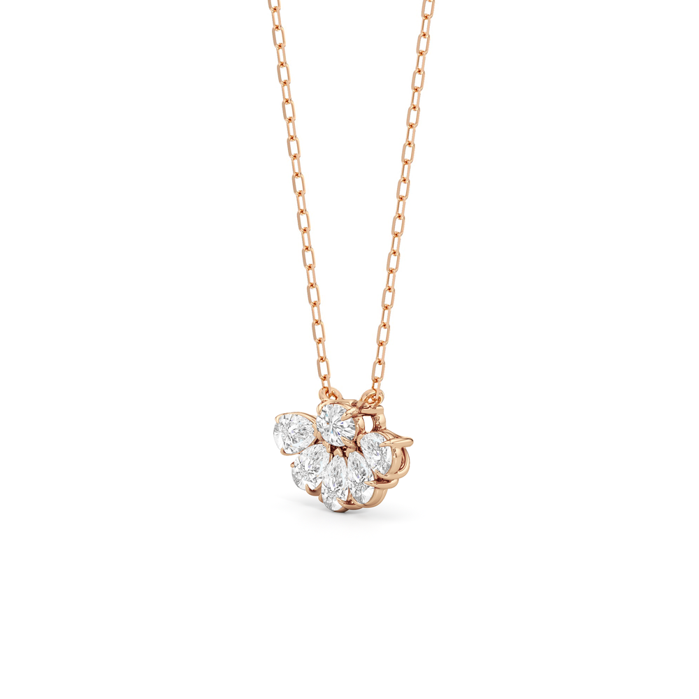 Daisy Petals Necklace with 14KT Rose Gold / Lab / 1 Cut Diamond in 14KT Rose Gold / Lab / 1 view 2
