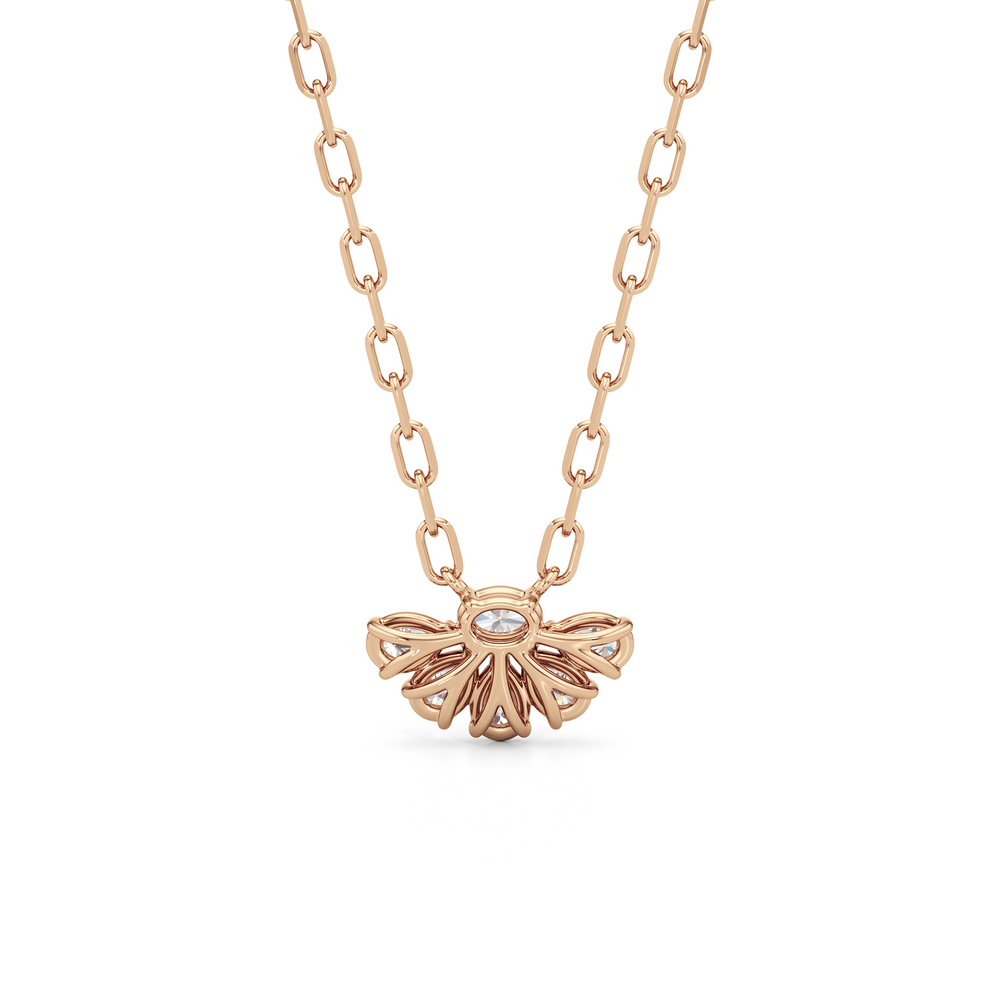 Daisy Petals Necklace with 14KT Rose Gold / Lab / 1 Cut Diamond in 14KT Rose Gold / Lab / 1 view 5

