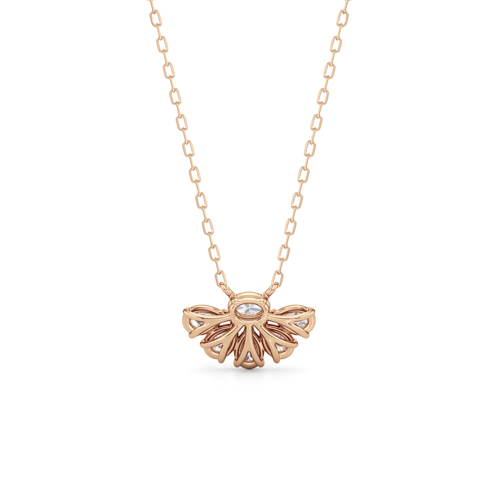 Daisy Petals Necklace with 14KT Rose Gold / Lab / 1 Cut Diamond in 14KT Rose Gold / Lab / 1 view 5
