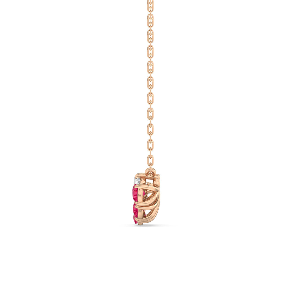 Ruby and Diamond Daisy Petals Necklace with 14KT Rose Gold Cut Diamond in 14KT Rose Gold view 3
