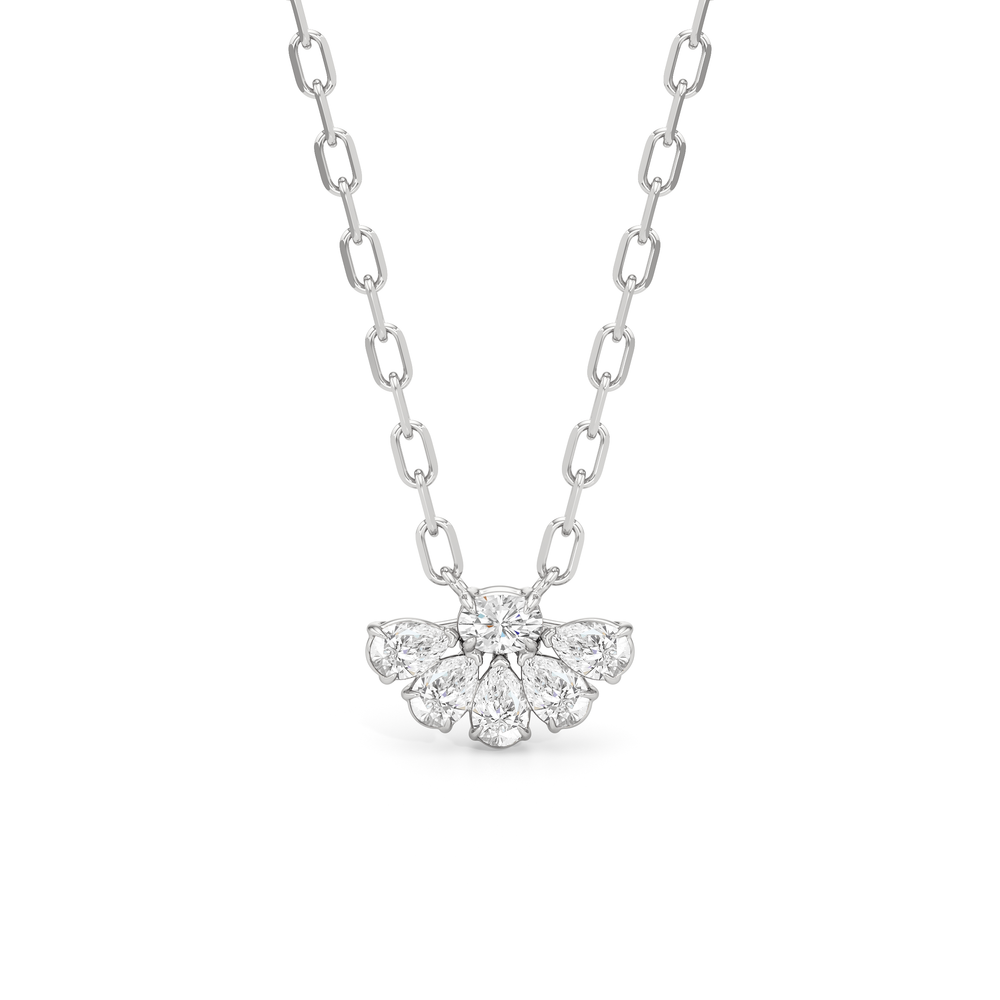 Daisy Petals Necklace with 14KT White Gold / Lab / 1 Cut Diamond in 14KT White Gold / Lab / 1 view 1
