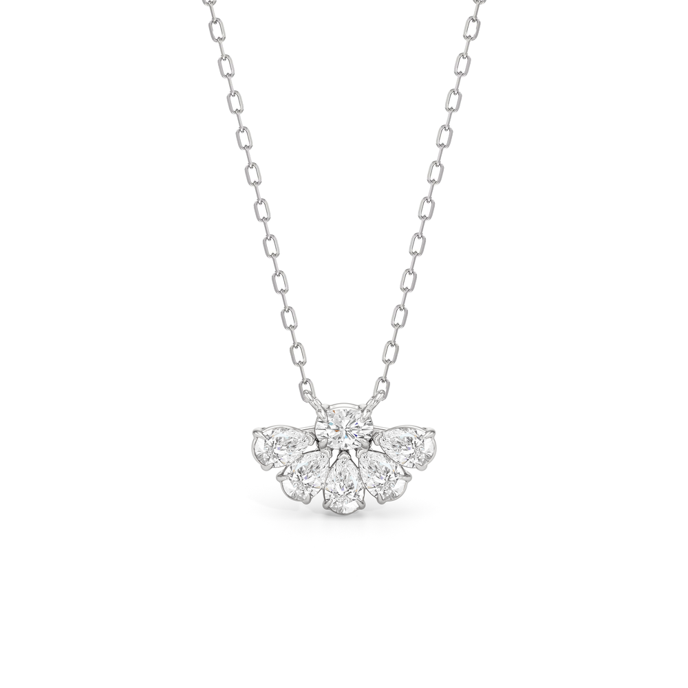 Daisy Petals Necklace with 14KT White Gold / Lab / 1 Cut Diamond in 14KT White Gold / Lab / 1 view 1
