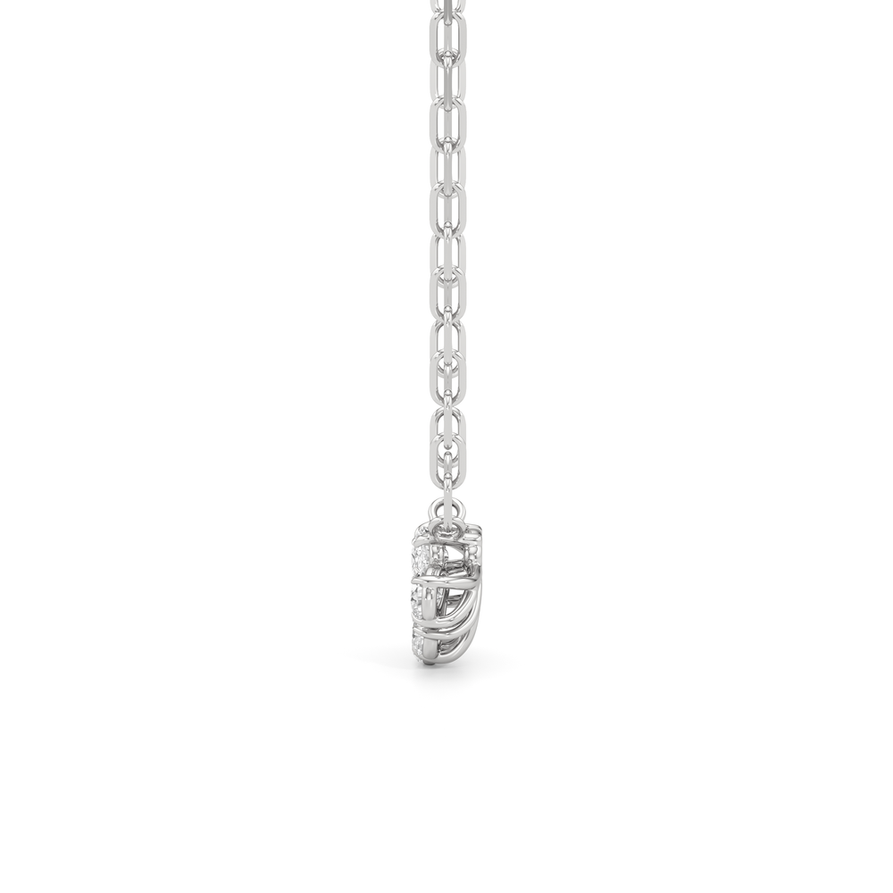 Daisy Petals Necklace with 14KT White Gold / Lab / 1 Cut Diamond in 14KT White Gold / Lab / 1 view 4
