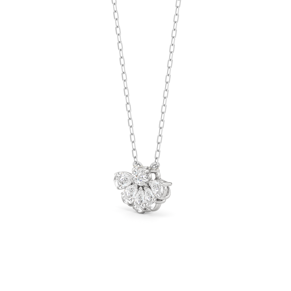 Daisy Petals Necklace with 14KT White Gold / Lab / 1 Cut Diamond in 14KT White Gold / Lab / 1 view 2
