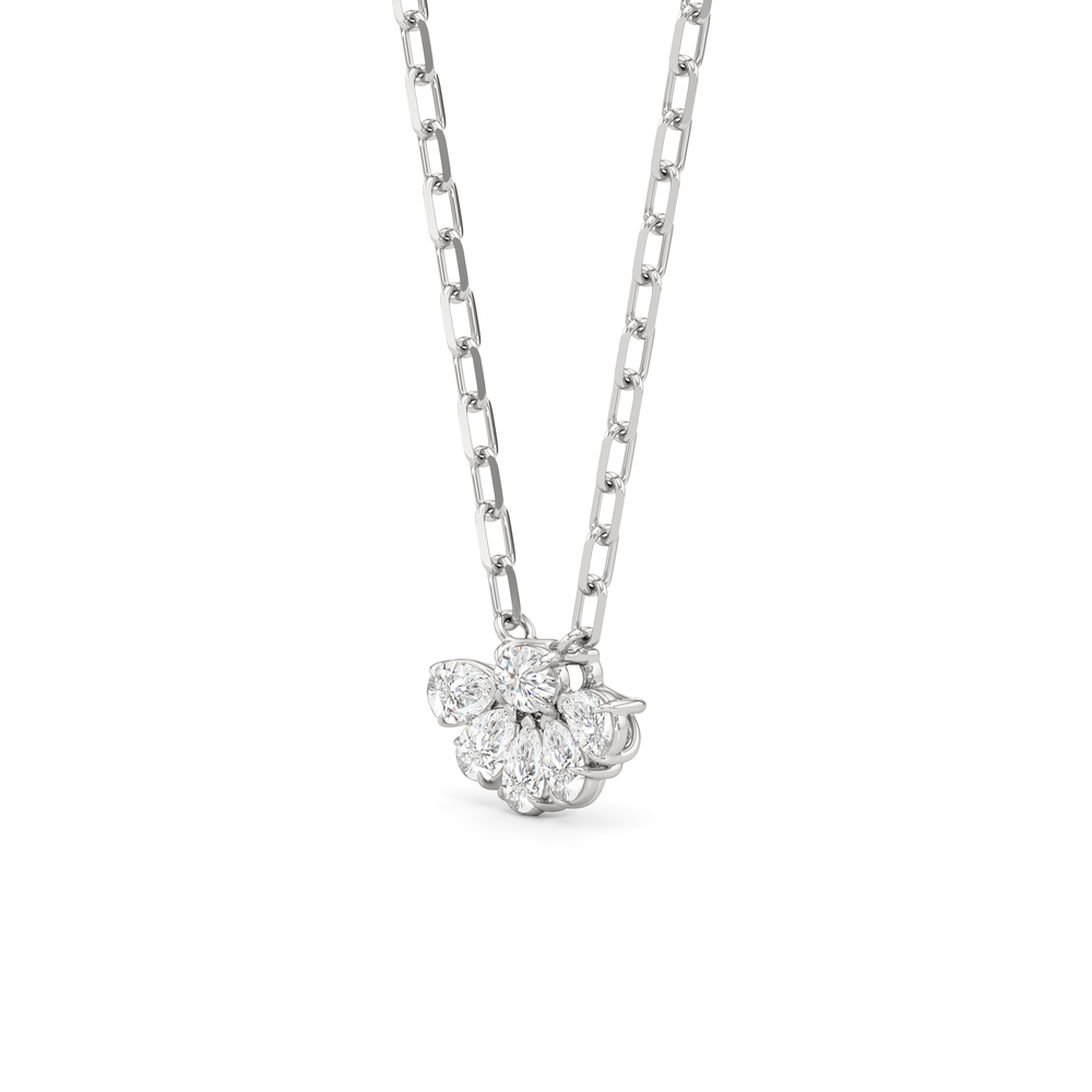 Daisy Petals Necklace with 14KT White Gold / Lab / 1 Cut Diamond in 14KT White Gold / Lab / 1 view 2

