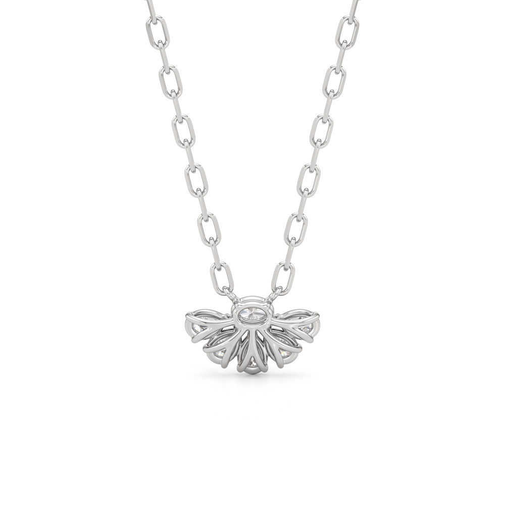 Daisy Petals Necklace with 14KT White Gold / Lab / 1 Cut Diamond in 14KT White Gold / Lab / 1 view 5
