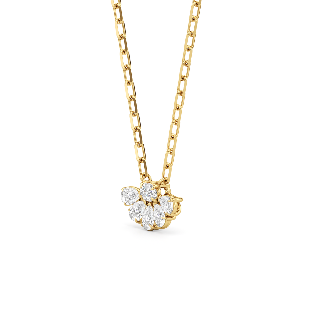 Daisy Petals Necklace with 14KT Yellow Gold / Lab / 1 Cut Diamond in 14KT Yellow Gold / Lab / 1 view 2
