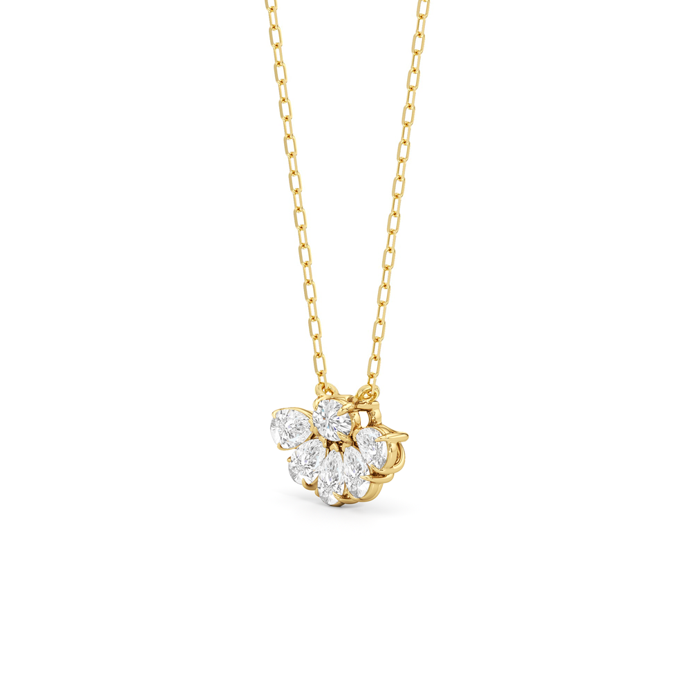 Daisy Petals Necklace with 14KT Yellow Gold / Lab / 1 Cut Diamond in 14KT Yellow Gold / Lab / 1 view 2
