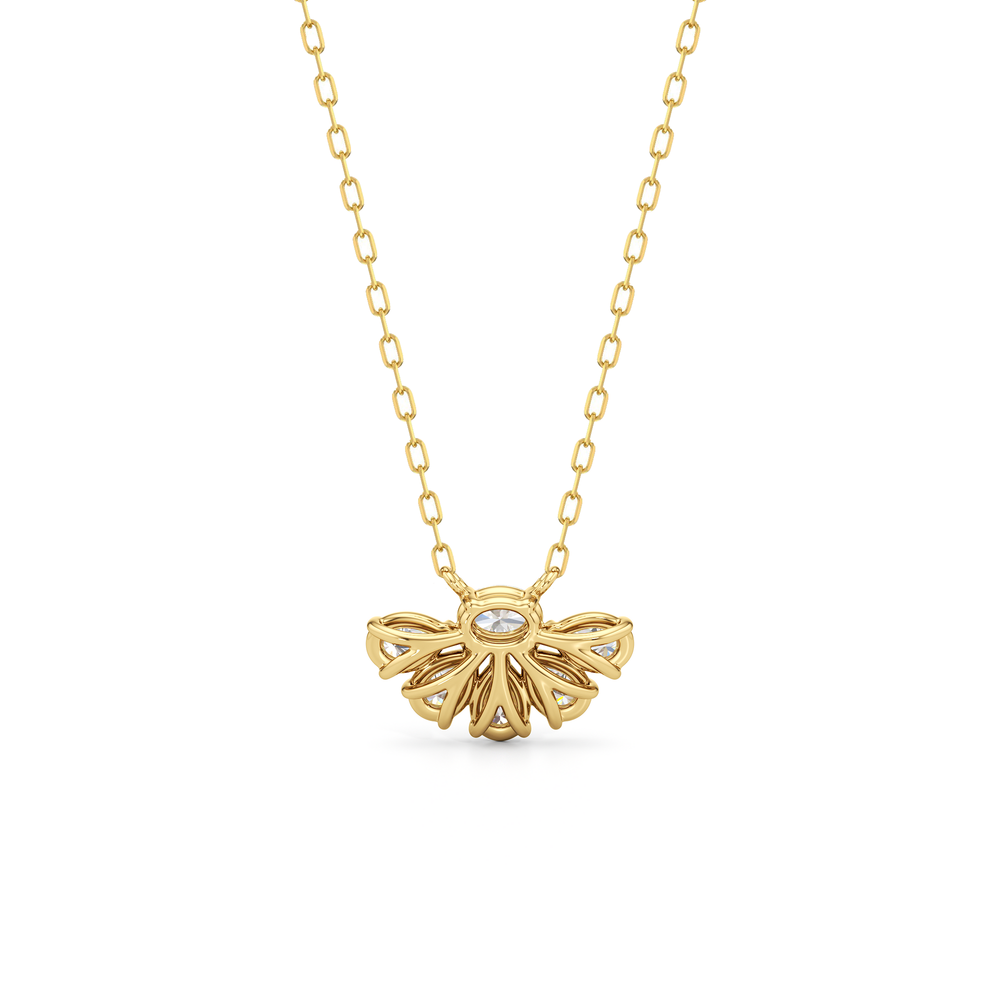 Daisy Petals Necklace with 14KT Yellow Gold / Lab / 1 Cut Diamond in 14KT Yellow Gold / Lab / 1 view 5
