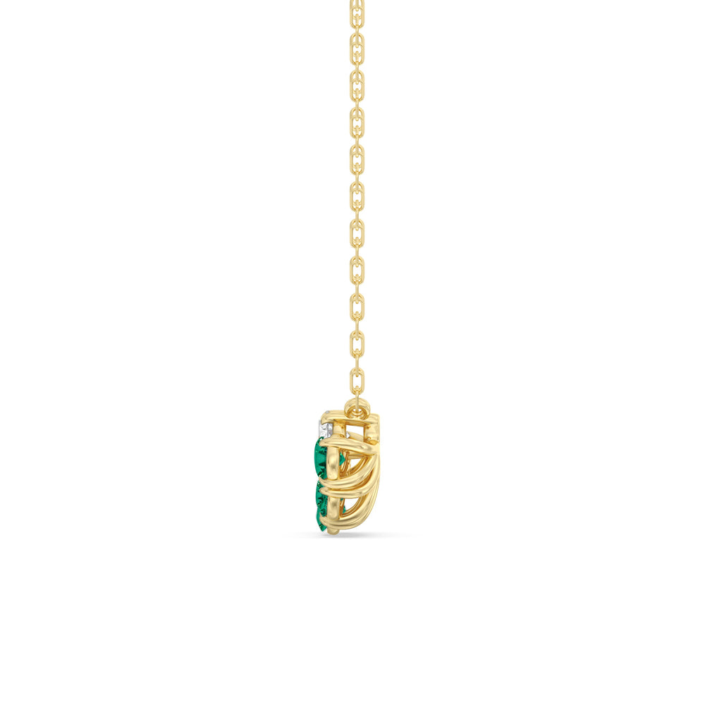 Emerald and Diamond Daisy Petals Necklace with 14KT Yellow Gold Cut Diamond in 14KT Yellow Gold view 3
