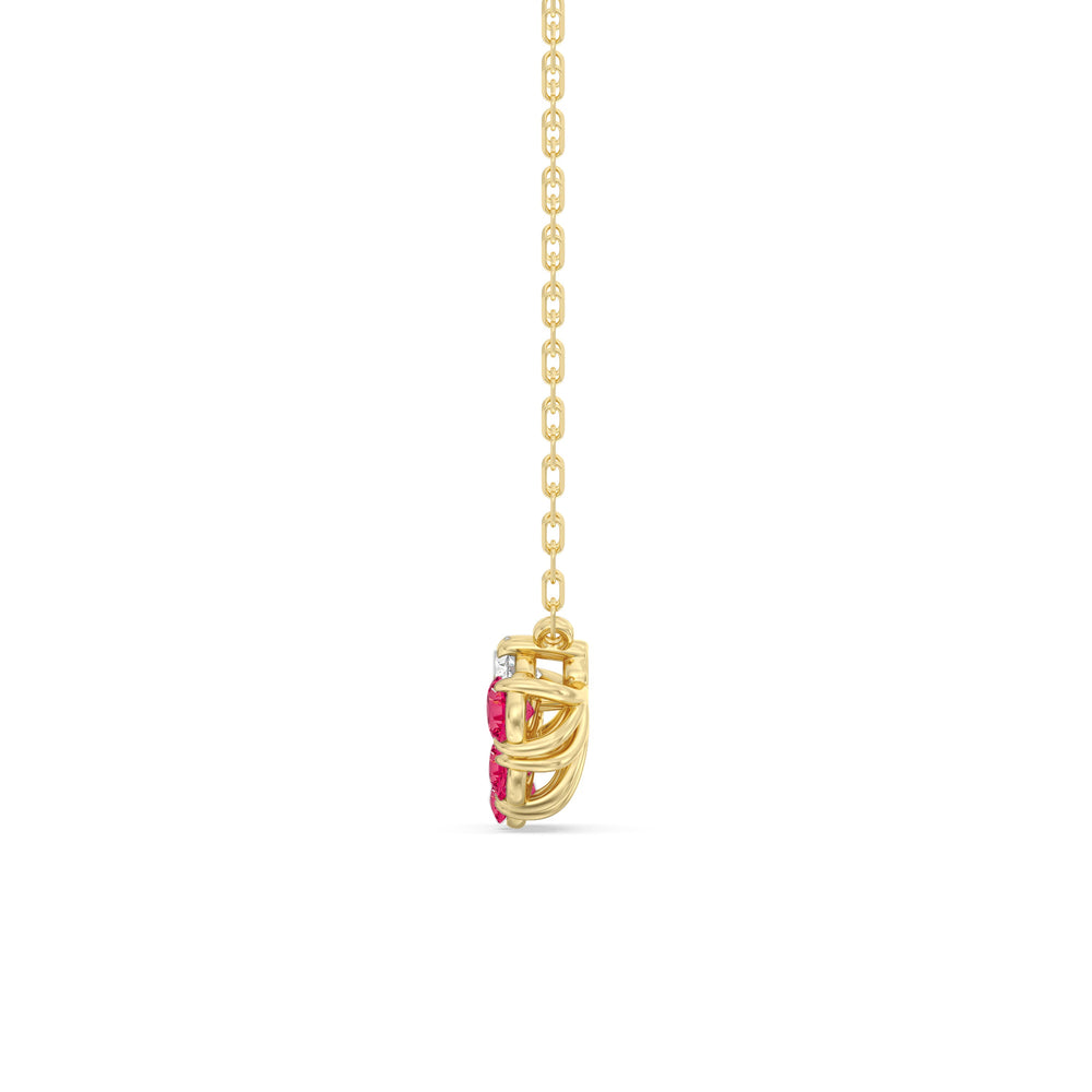Ruby and Diamond Daisy Petals Necklace with 14KT Yellow Gold Cut Diamond in 14KT Yellow Gold view 3
