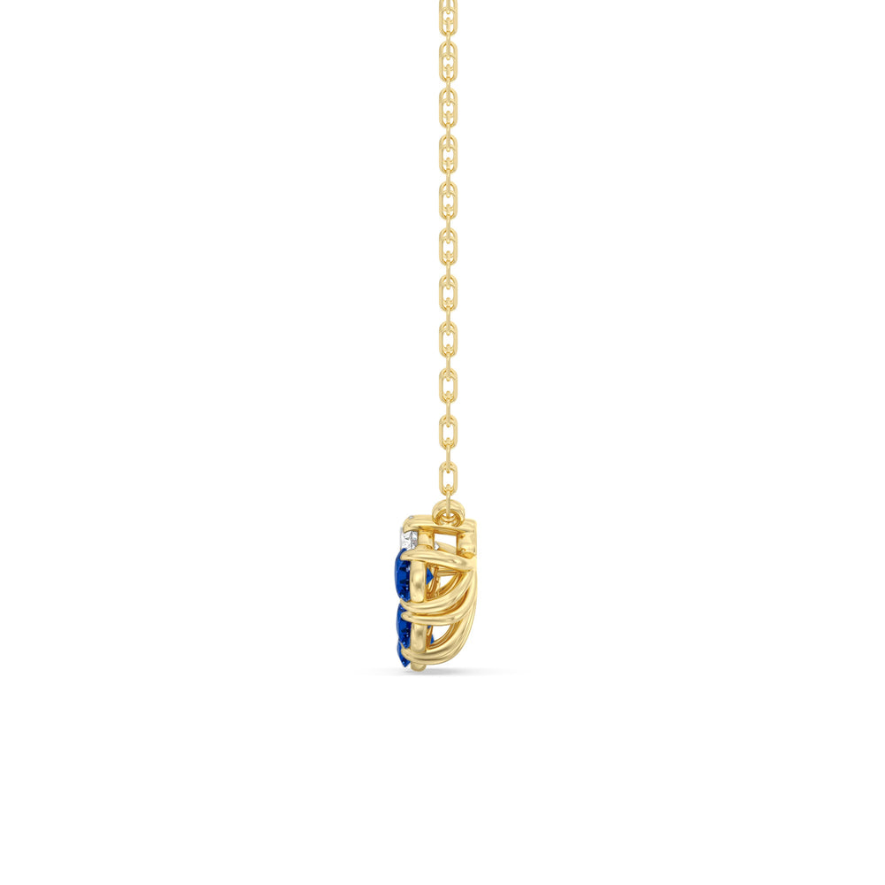 Sapphire and Diamond Daisy Petals Necklace with 14KT Yellow Gold Cut Diamond in 14KT Yellow Gold view 3
