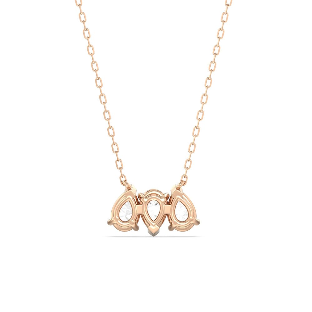 Trio Pear Cluster Diamond Necklace with 14KT Rose Gold / Lab / 1 1/2 Cut Diamond in 14KT Rose Gold / Lab / 1 1/2 view 6
