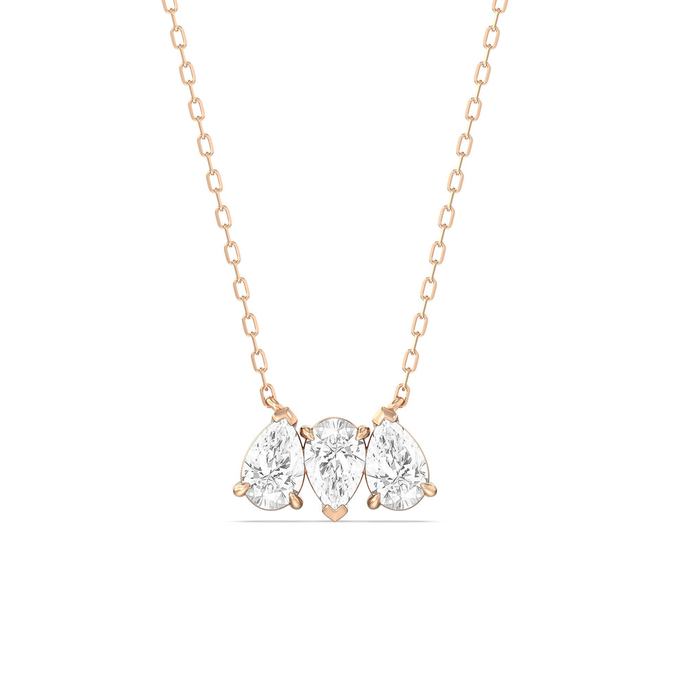 Trio Pear Cluster Diamond Necklace with 14KT Rose Gold / Lab / 1 1/2 Cut Diamond in 14KT Rose Gold / Lab / 1 1/2 view 1
