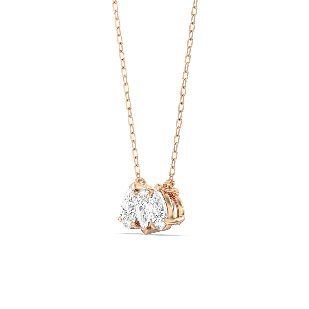 Trio Pear Cluster Diamond Necklace with 14KT Rose Gold / Lab / 1 1/2 Cut Diamond in 14KT Rose Gold / Lab / 1 1/2 view 2

