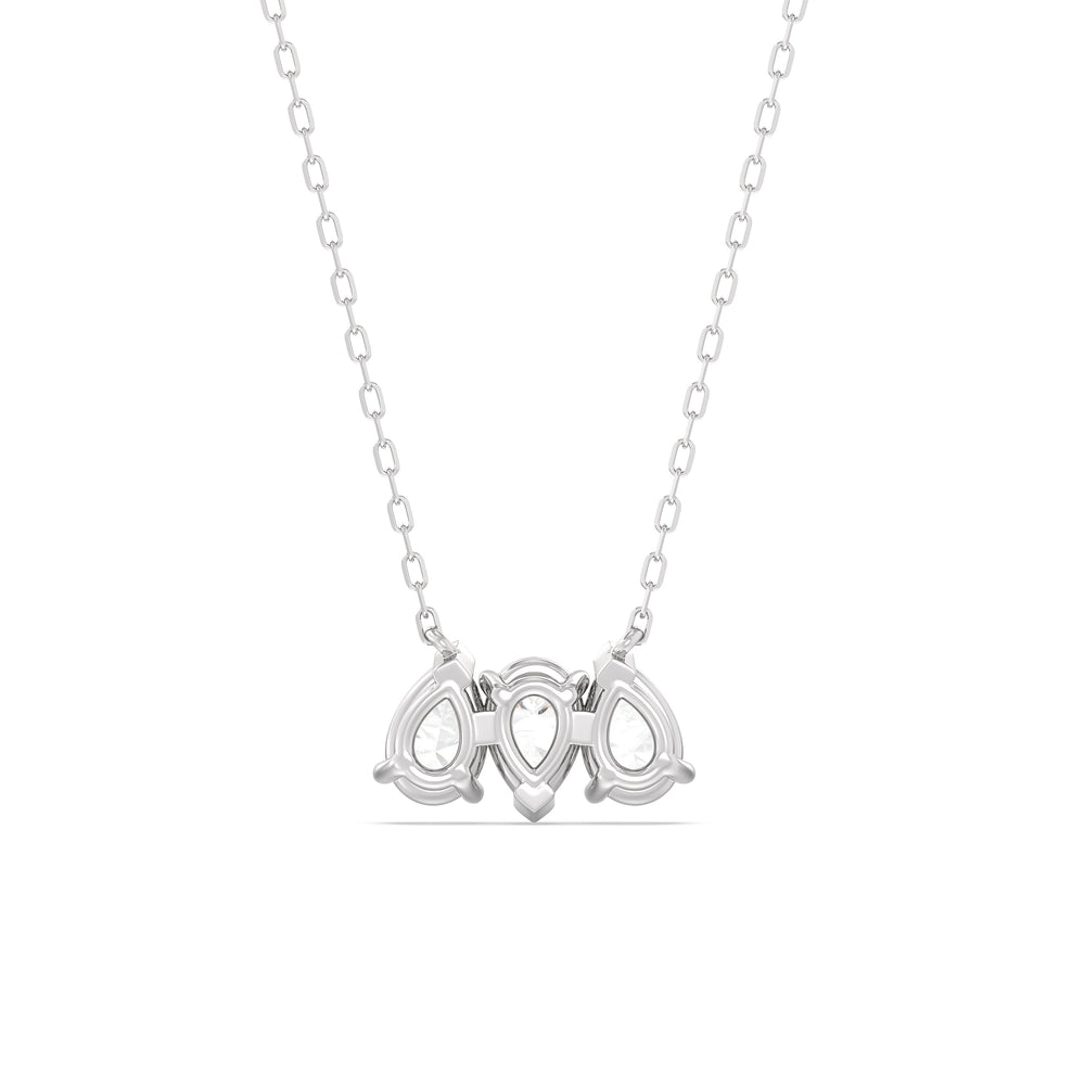 Trio Pear Cluster Diamond Necklace with 14KT White Gold / Lab / 1 1/2 Cut Diamond in 14KT White Gold / Lab / 1 1/2 view 6
