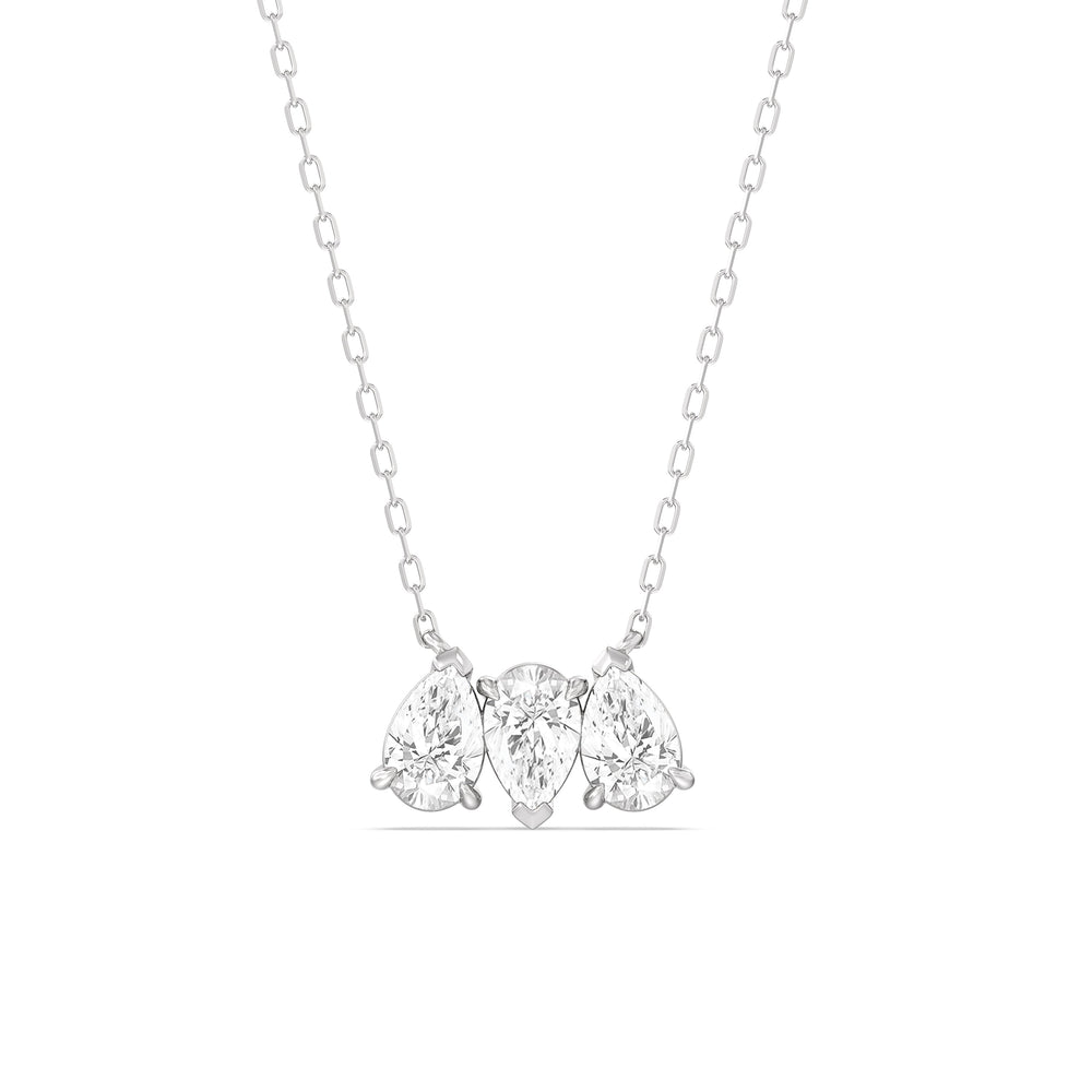 Trio Pear Cluster Diamond Necklace with 14KT White Gold / Lab / 1 1/2 Cut Diamond in 14KT White Gold / Lab / 1 1/2 view 1
