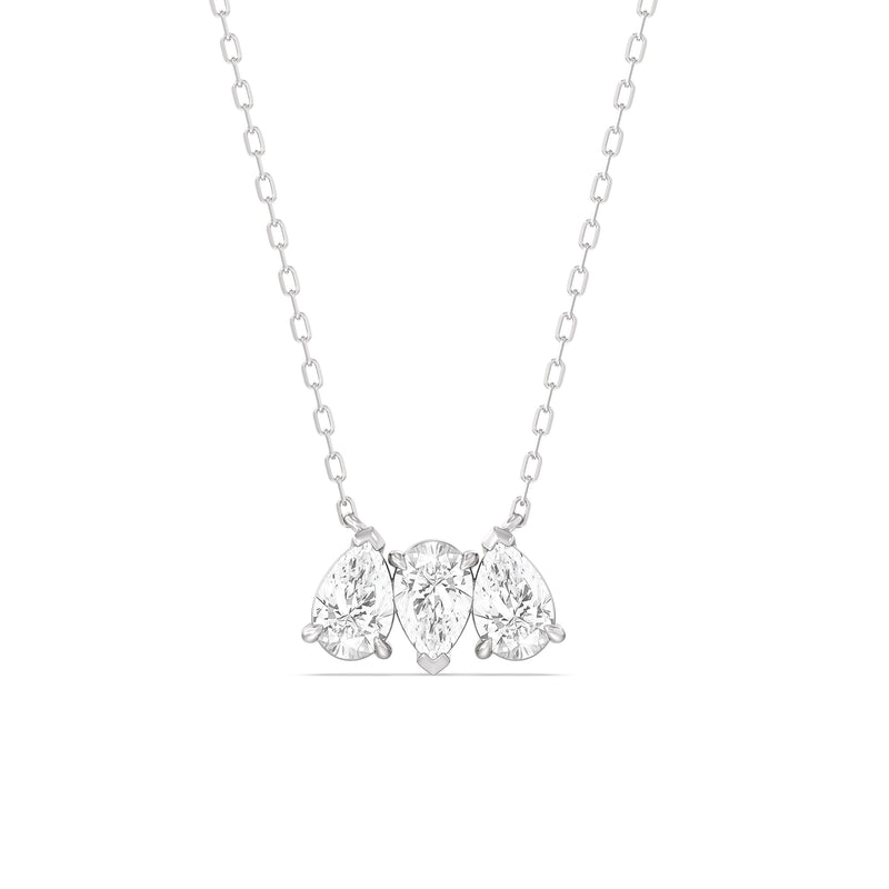 Trio Pear Cluster Diamond Necklace