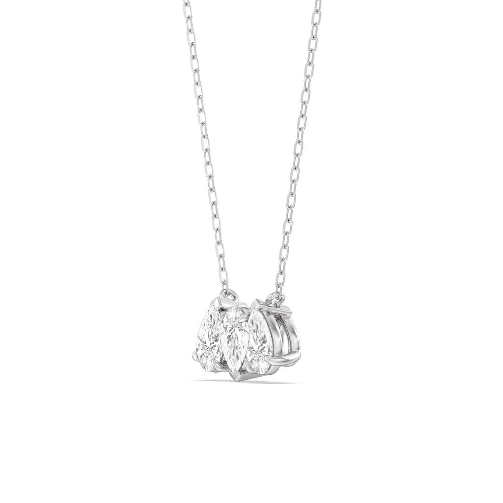 Trio Pear Cluster Diamond Necklace with 14KT White Gold / Lab / 1 1/2 Cut Diamond in 14KT White Gold / Lab / 1 1/2 view 2
