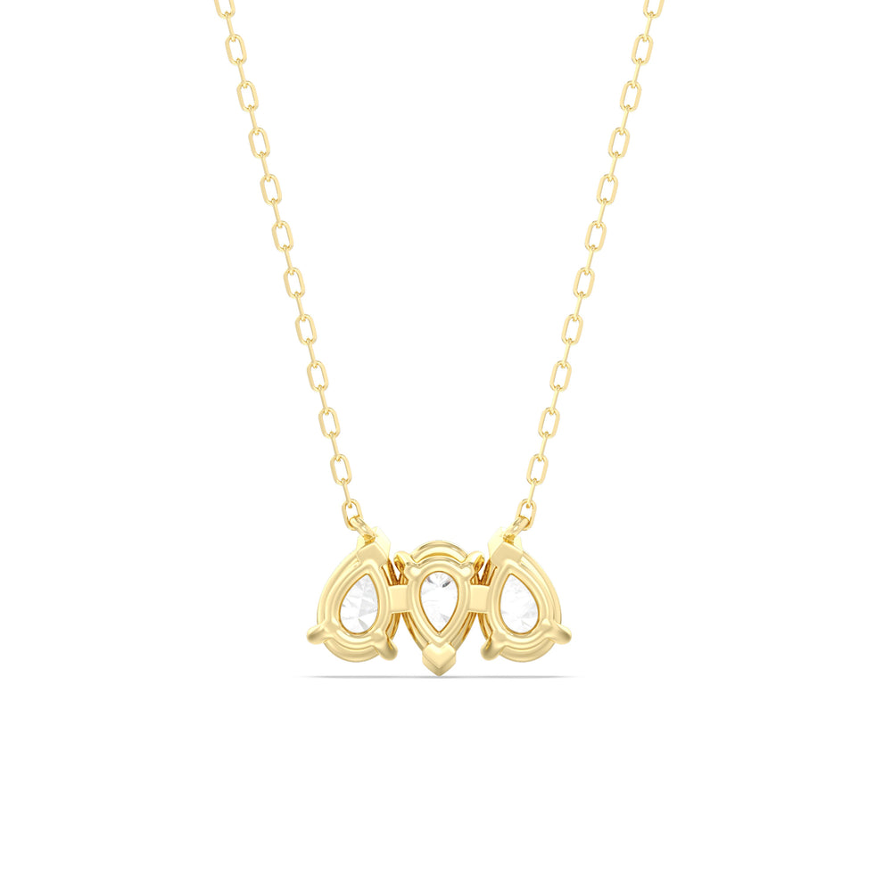 Trio Pear Cluster Diamond Necklace with 14KT Yellow Gold / Lab / 1 1/2 Cut Diamond in 14KT Yellow Gold / Lab / 1 1/2 view 6

