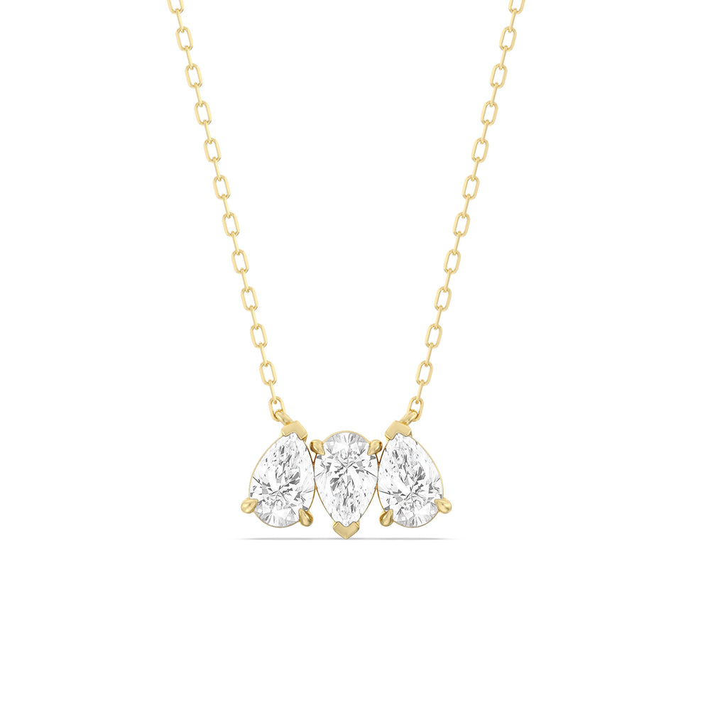 Trio Pear Cluster Diamond Necklace with 14KT Yellow Gold / Lab / 1 1/2 Cut Diamond in 14KT Yellow Gold / Lab / 1 1/2 view 1
