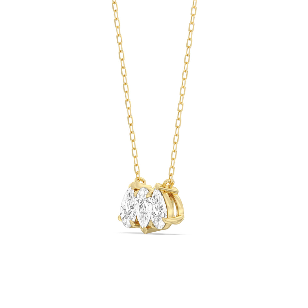 Trio Pear Cluster Diamond Necklace with 14KT Yellow Gold / Lab / 1 1/2 Cut Diamond in 14KT Yellow Gold / Lab / 1 1/2 view 2
