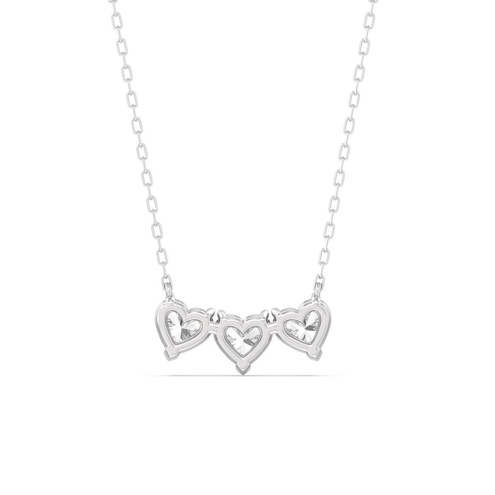 Trio Heart Cluster Diamond Necklace with 14KT White Gold / Lab / 1 1/2 Cut Diamond in 14KT White Gold / Lab / 1 1/2 view 5
