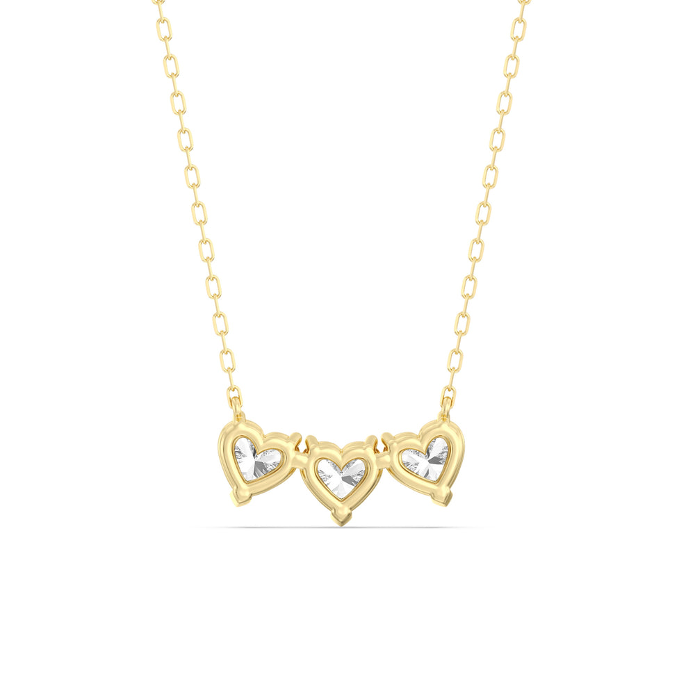 Trio Heart Cluster Diamond Necklace with 14KT Yellow Gold / Lab / 1 1/2 Cut Diamond in 14KT Yellow Gold / Lab / 1 1/2 view 5
