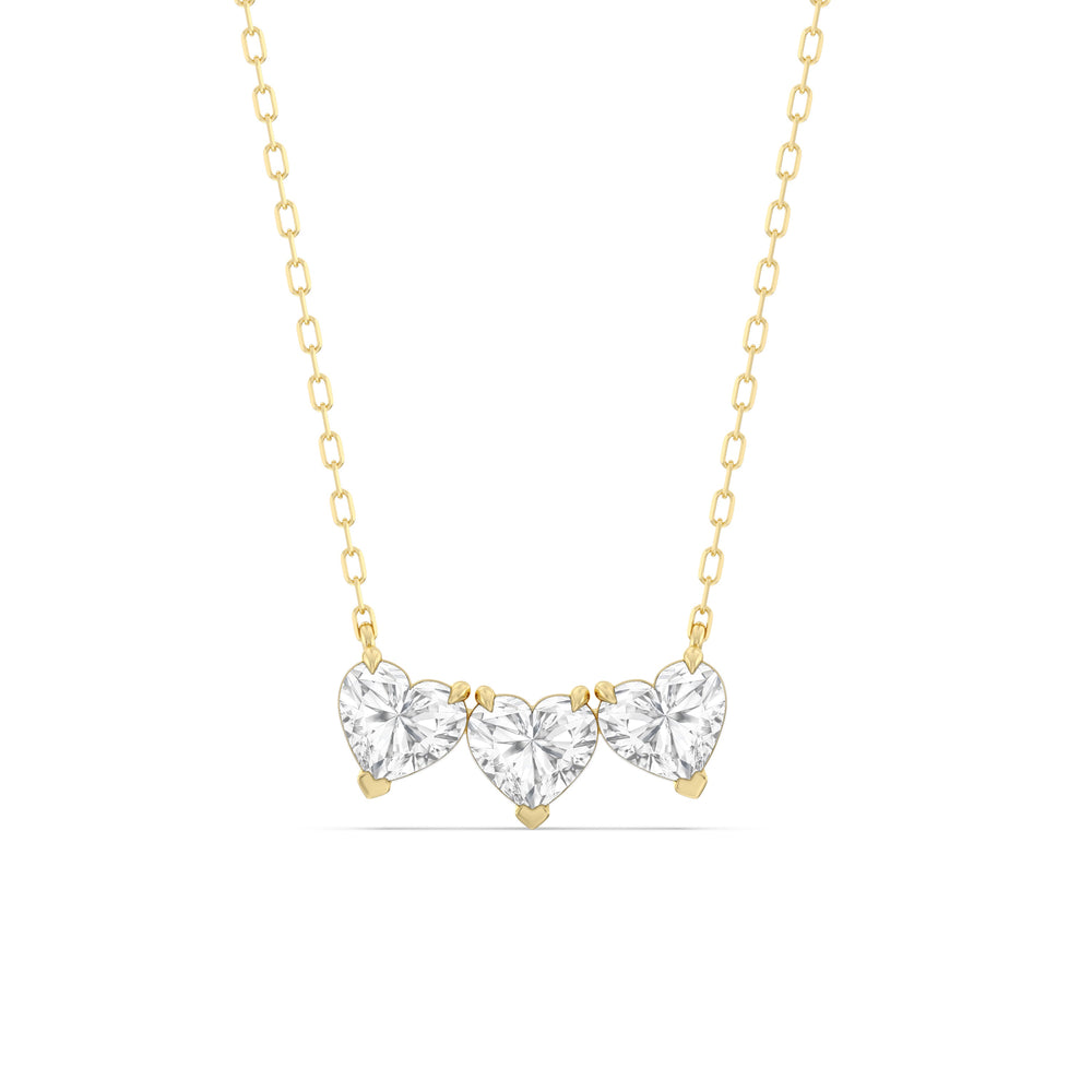 Trio Heart Cluster Diamond Necklace with 14KT Yellow Gold / Lab / 1 1/2 Cut Diamond in 14KT Yellow Gold / Lab / 1 1/2 view 1
