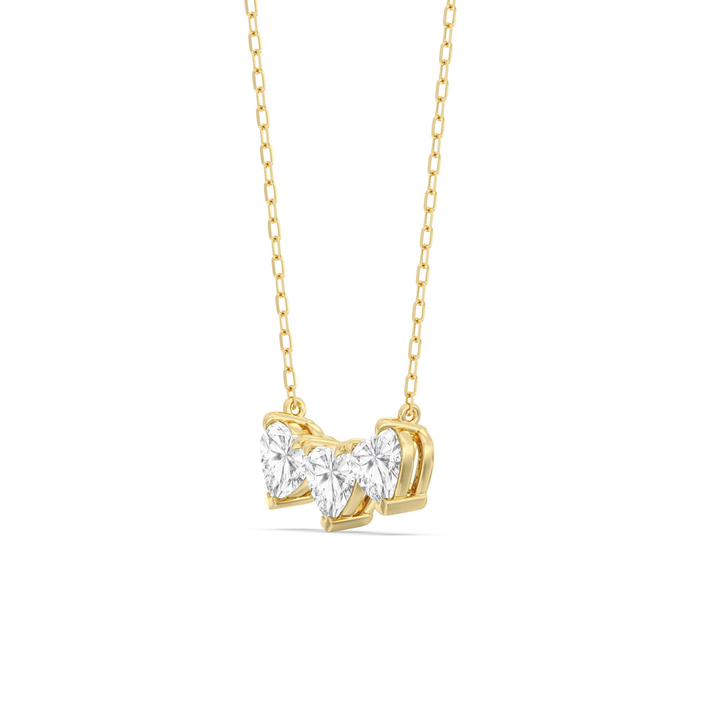 Trio Heart Cluster Diamond Necklace with 14KT Yellow Gold / Lab / 1 1/2 Cut Diamond in 14KT Yellow Gold / Lab / 1 1/2 view 2
