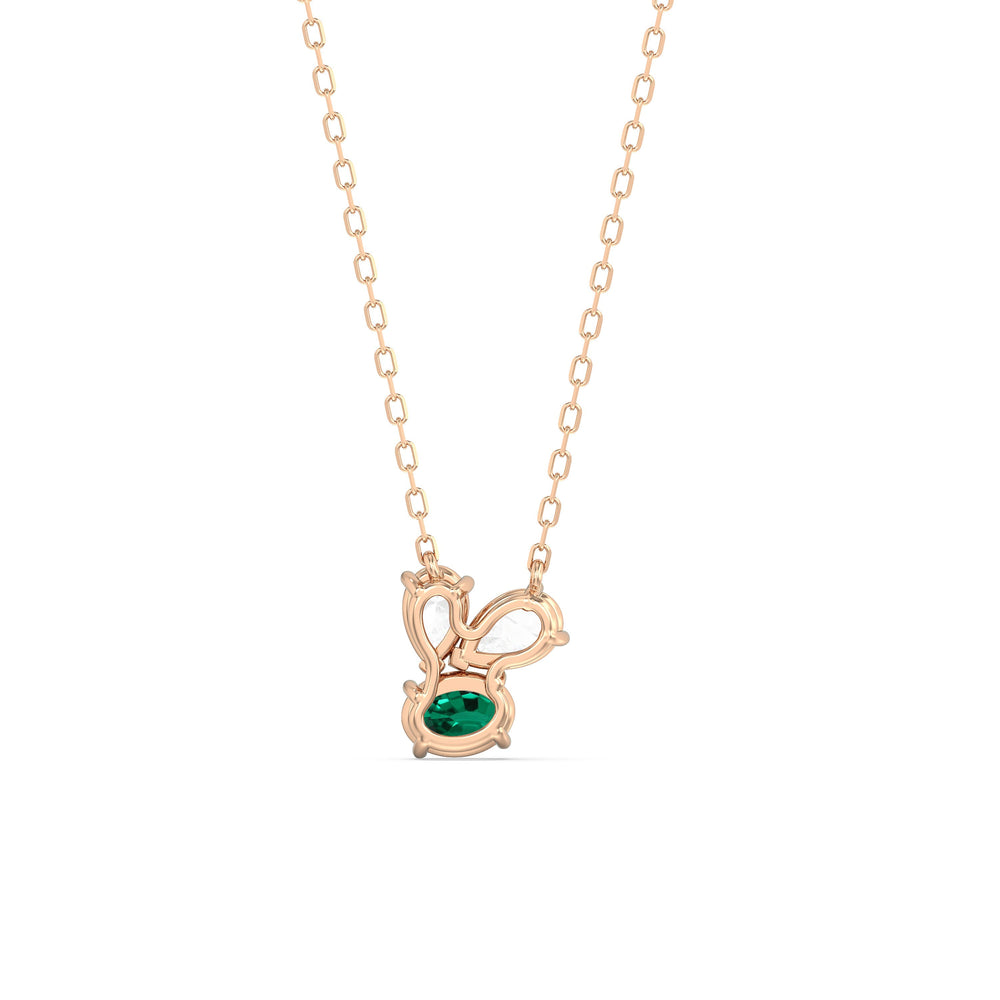 Emerald and Diamond Stardust Cluster Necklace with 14KT Rose Gold Cut Diamond in 14KT Rose Gold view 4
