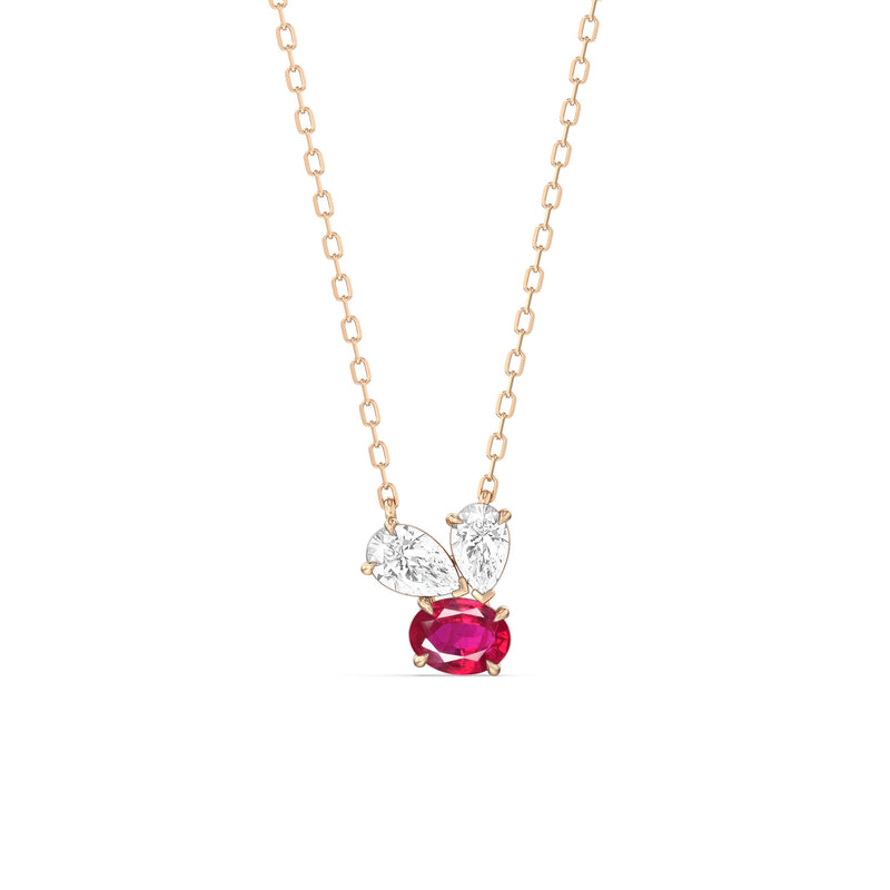 Ruby and Diamond Stardust Cluster Necklace