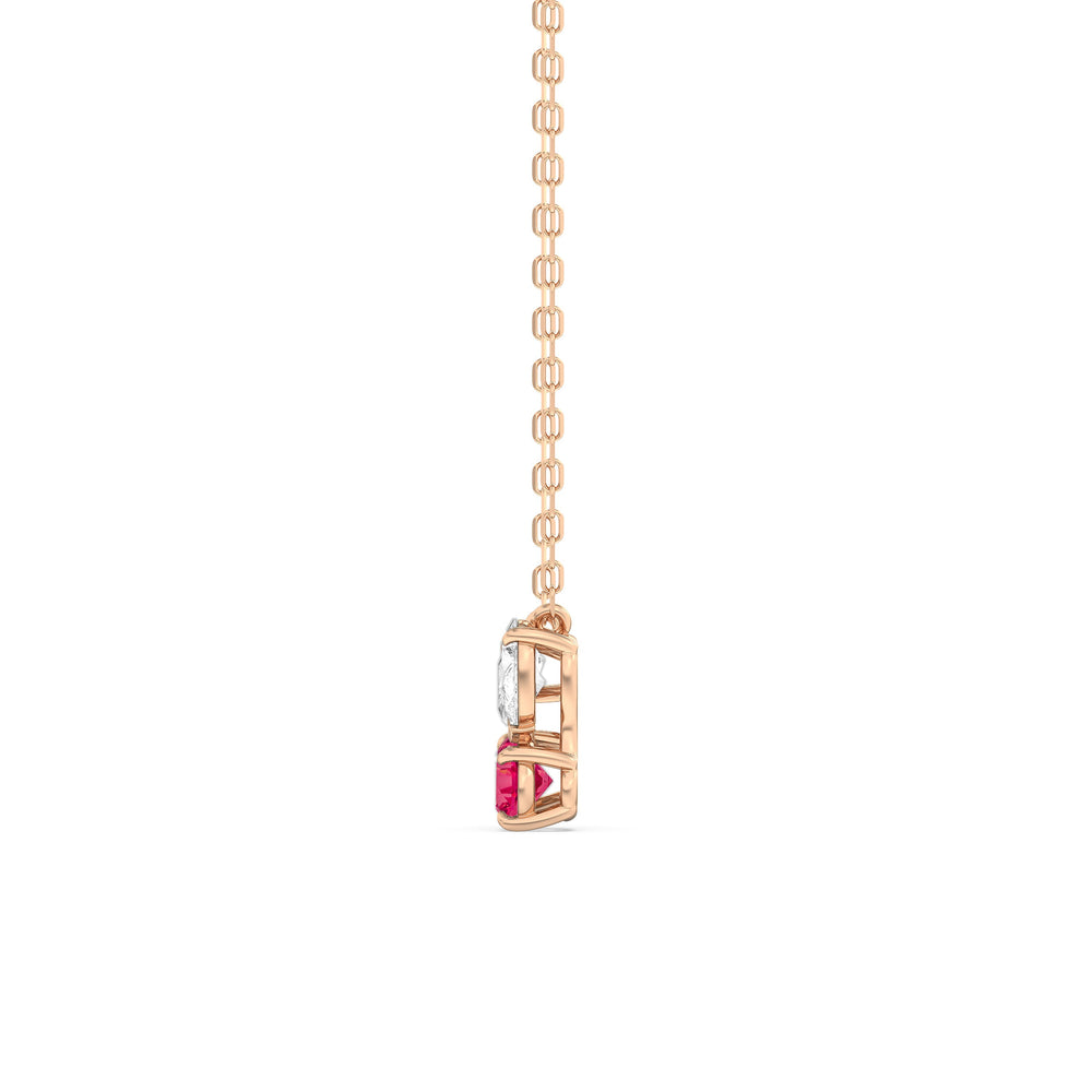Ruby and Diamond Stardust Cluster Necklace with 14KT Rose Gold Cut Diamond in 14KT Rose Gold view 4
