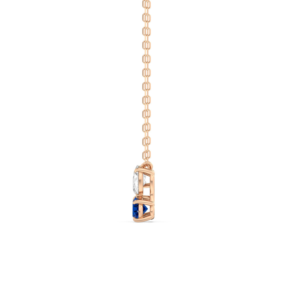 Sapphire and Diamond Stardust Cluster Necklace with 14KT Rose Gold Cut Diamond in 14KT Rose Gold view 3
