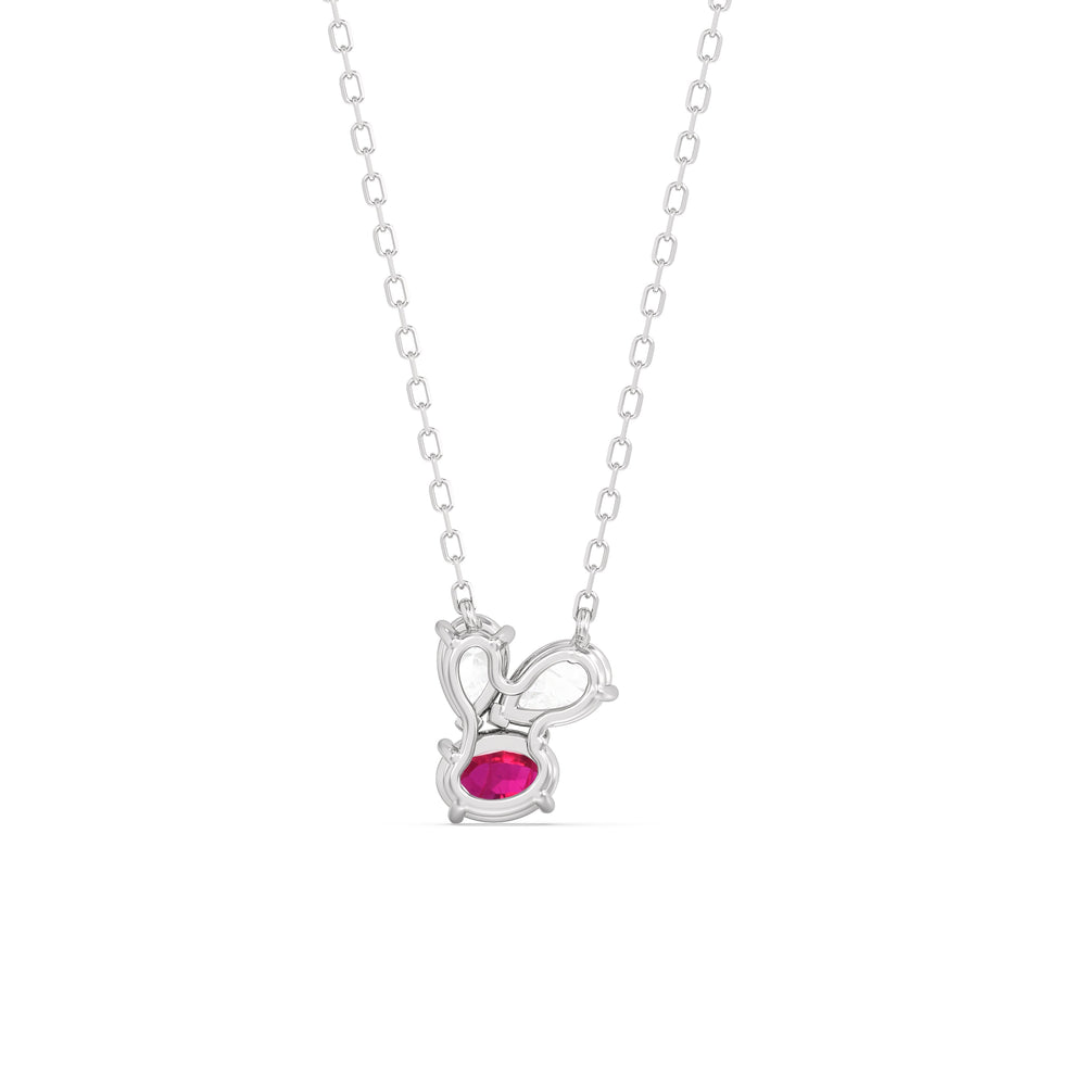 Ruby and Diamond Stardust Cluster Necklace with 14KT White Gold Cut Diamond in 14KT White Gold view 4
