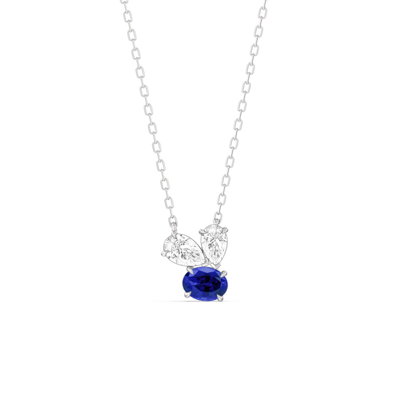 Sapphire and Diamond Stardust Cluster Necklace