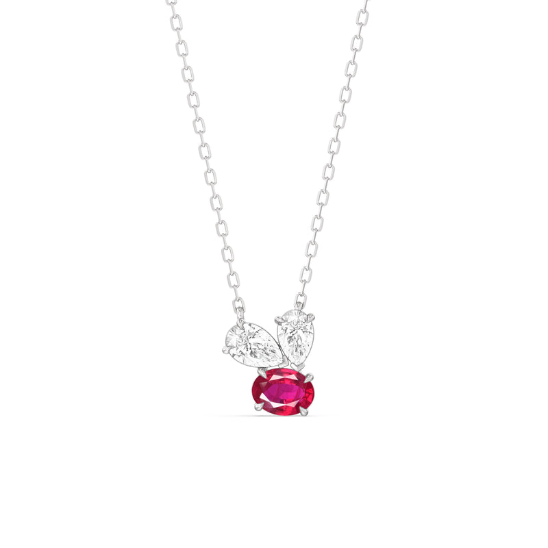 Ruby and Diamond Stardust Cluster Necklace