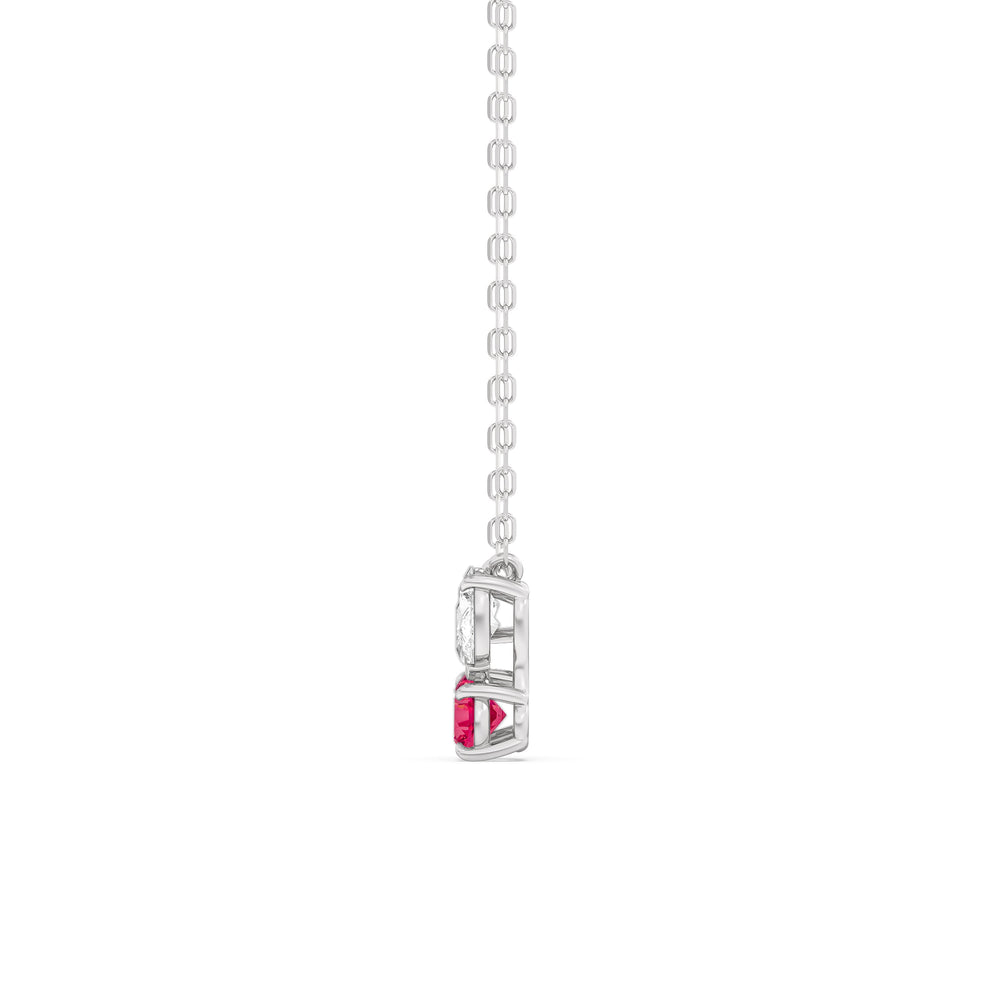 Ruby and Diamond Stardust Cluster Necklace with 14KT White Gold Cut Diamond in 14KT White Gold view 3
