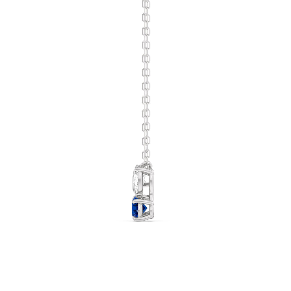 Sapphire and Diamond Stardust Cluster Necklace with 14KT White Gold Cut Diamond in 14KT White Gold view 3
