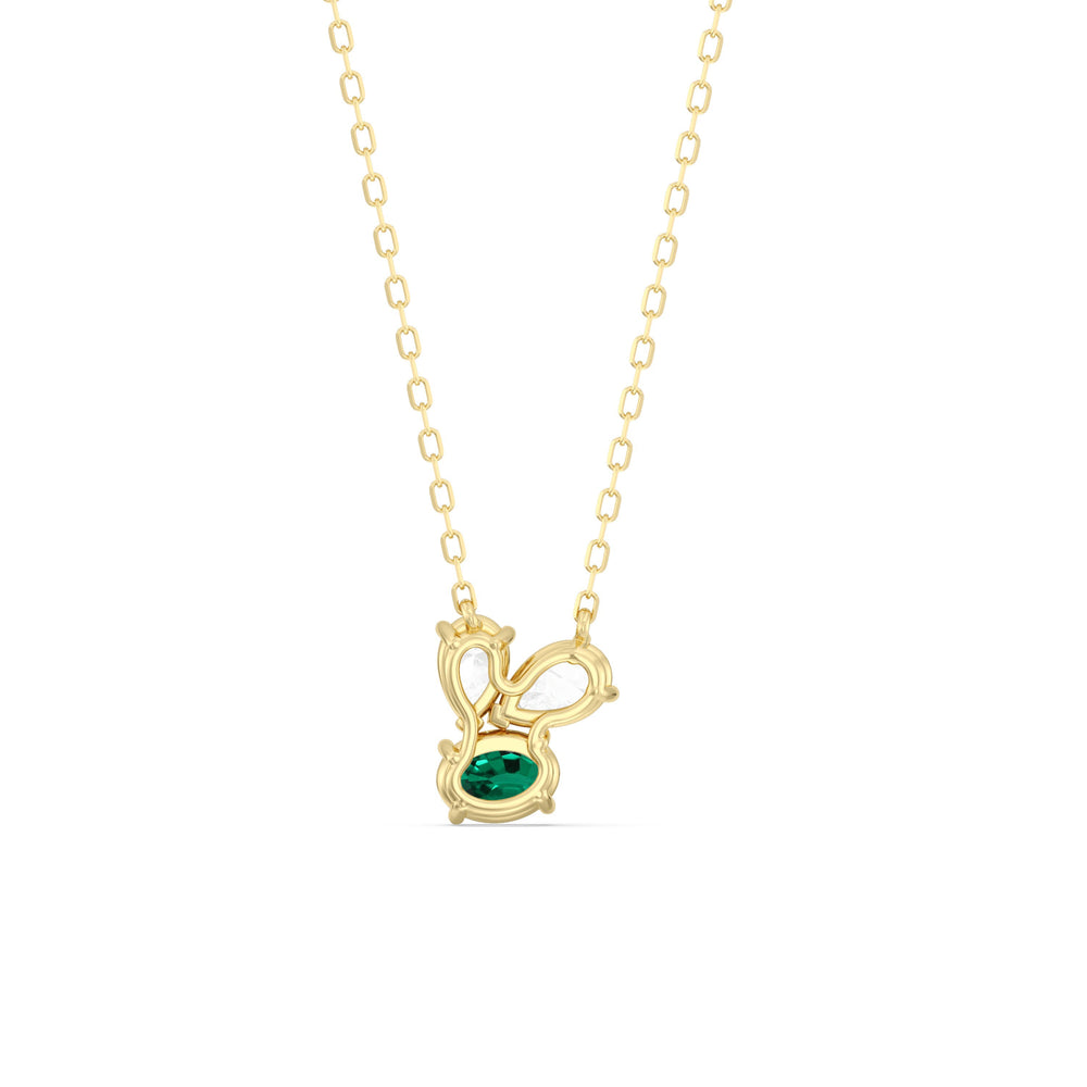 Emerald and Diamond Stardust Cluster Necklace with 14KT Yellow Gold Cut Diamond in 14KT Yellow Gold view 4
