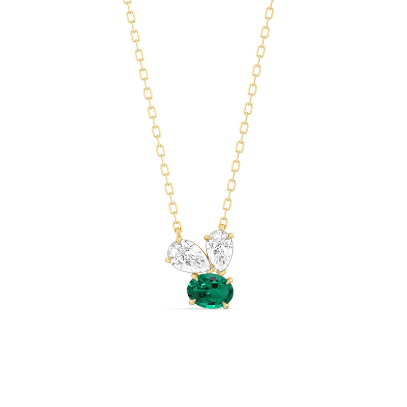 Emerald and Diamond Stardust Cluster Necklace